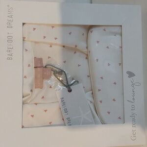 Barefoot Dreams Soft Satin Rose Mist Silky Pink Heart Pajama Set Sexy New! Sz.XL